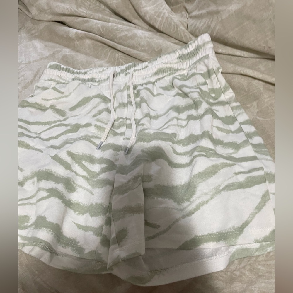 small green zebra print shorts